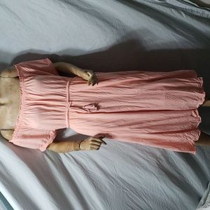 Torrid Size 3 Midi Challis Off-Shoulder Dress Pink/ Peach
